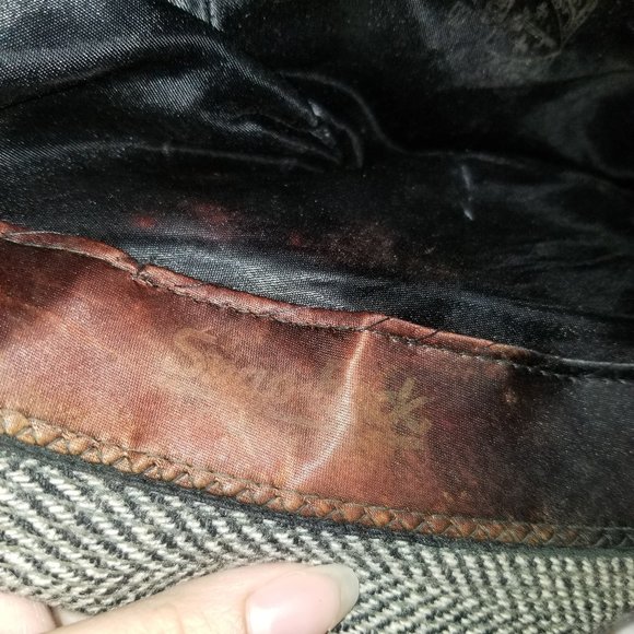 1950s 1960s Resistol Snap-Back Tweed Fedora Hat Black White Feathers Vtg Trilby - Picture 7 of 10